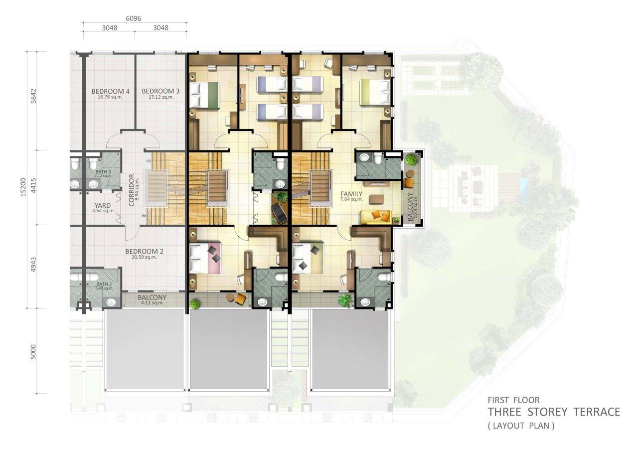 3 Storey Terrace First Floor Plan 