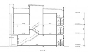Prominence 3 storey shop office section view